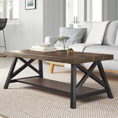 Isakson trestle end table with outlet storage